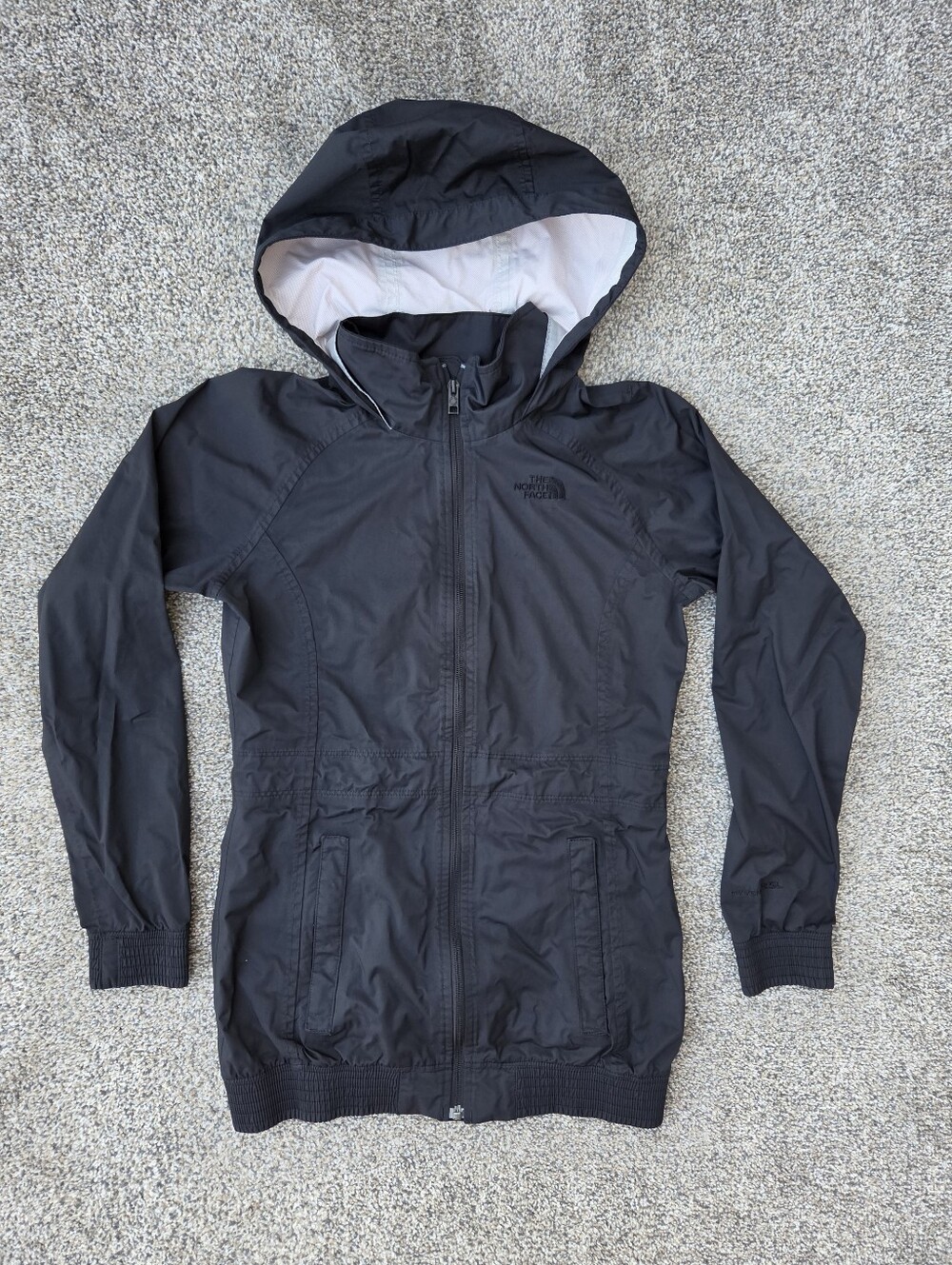 North Face Black HyVent 2.5L Hooded Rain Jacket Long Windbreaker Women's Size XS